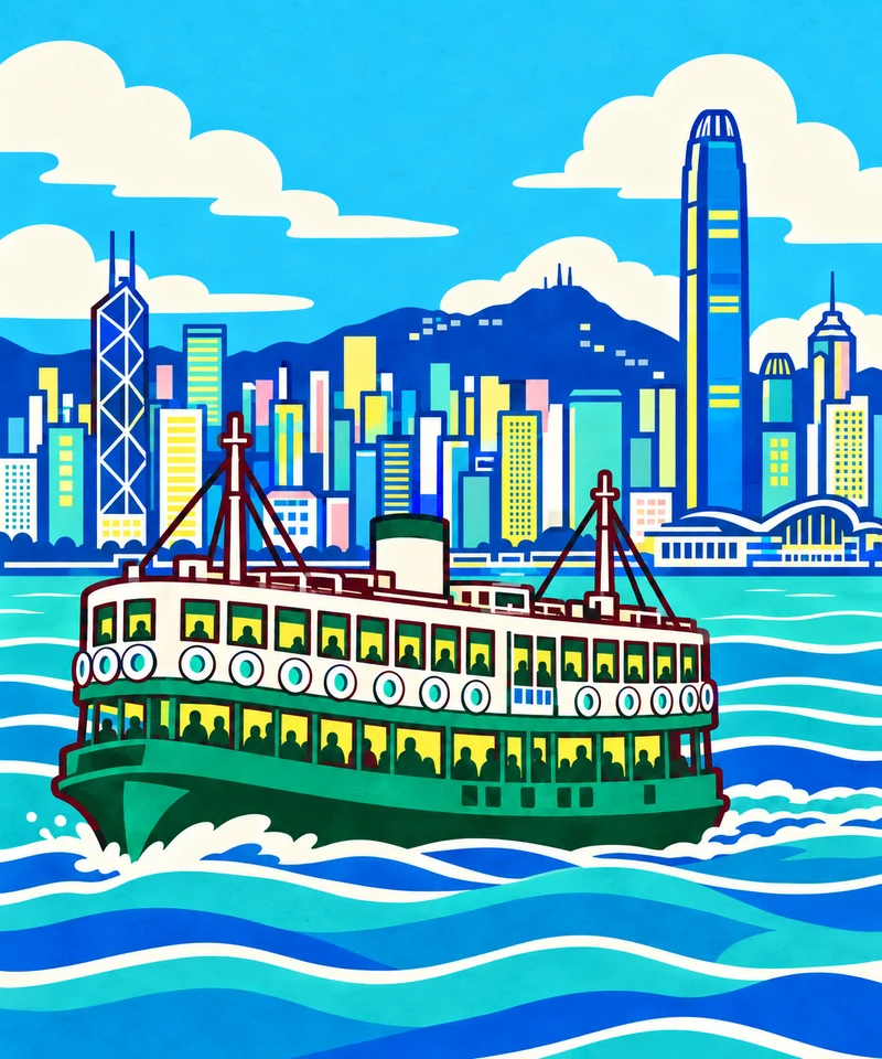 天星小輪 · 現代色塊版畫插畫